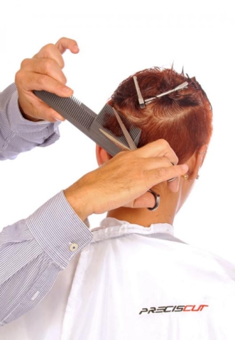 Corto nuca con peine Preciscut Large, sección 2 (triangular) Tecnica de corte tijera sobre peine Preciscut